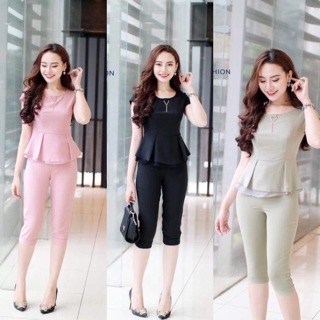 Bộ đồ quần lửng áo peplum UK sale B50