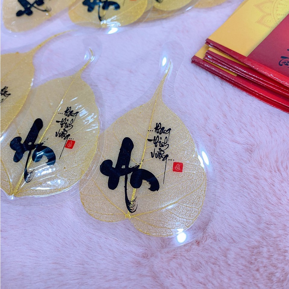 Lá bồ đề - Lá mạ vàng, size bé, phù hợp để trong ốp điện thoại, trong ví mang theo bên mình