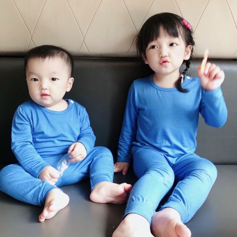 Bộ Dài Nút Vai Thun Lạnh Minky Mom - Bộ Thu Đông Cho Bé - Co Giãn Tốt, Mềm Mịn, Thoáng Mát (BA05)