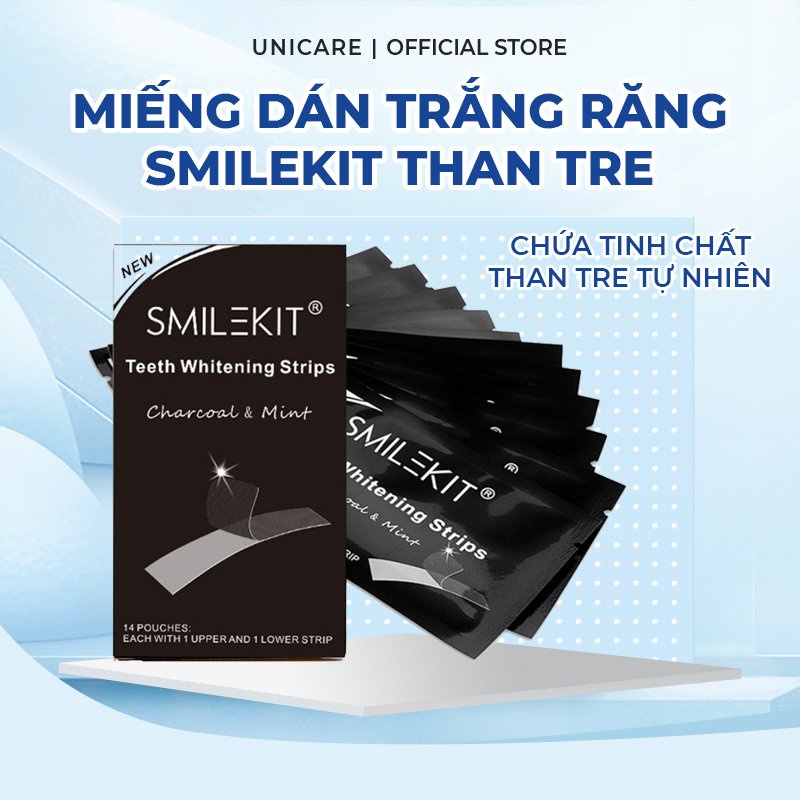 Miếng dán trắng răng SMILEKIT, Dán trắng răng an toàn không bào mòn không ê buốt cho răng, giúp răng trắng sáng tự nhiên