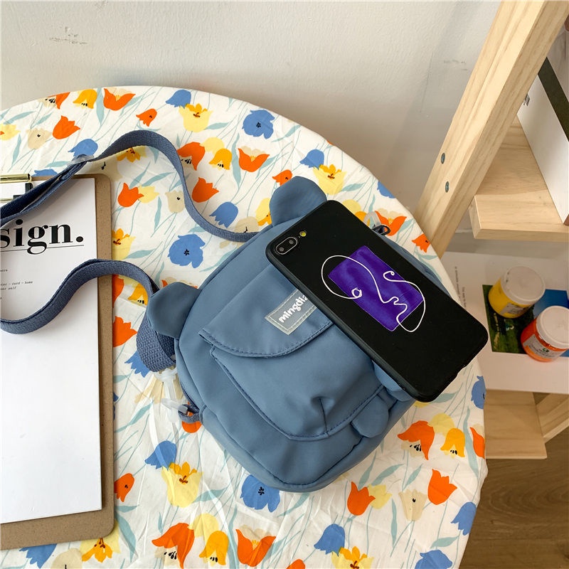 Túi Đeo Chéo Vải Canvas Họa Tiết Mèo Kitty Dễ Thương Phong Cách Nhật Hàn