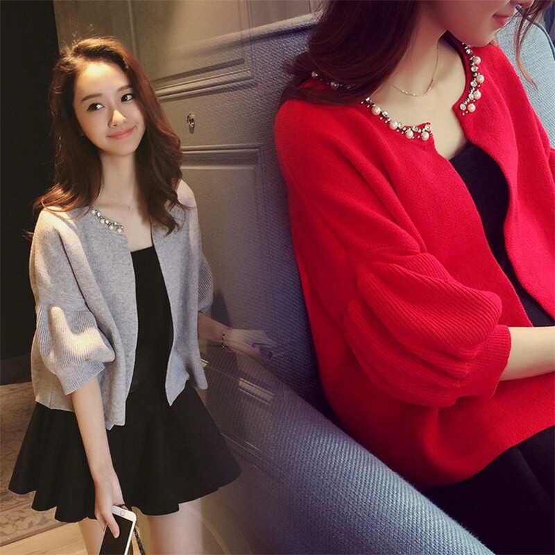 Áo khoác Cardigan tay phồng màu trơn thời trang cho nữ