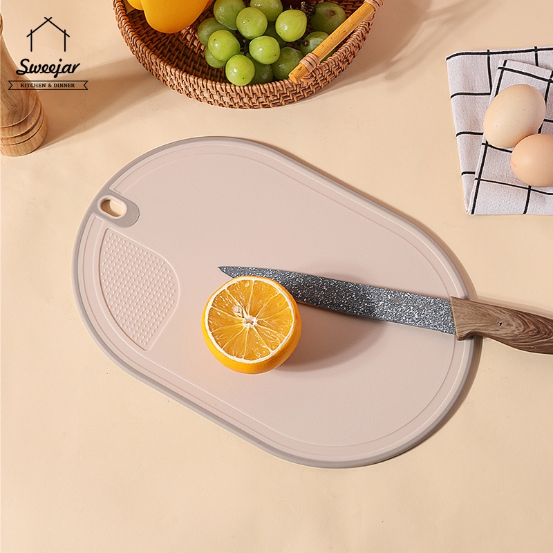 Set 3 Thớt Cắt Thực Phẩm Hai Mặt Kháng Khuẩn Bằng PP Kèm Đế Đỡ