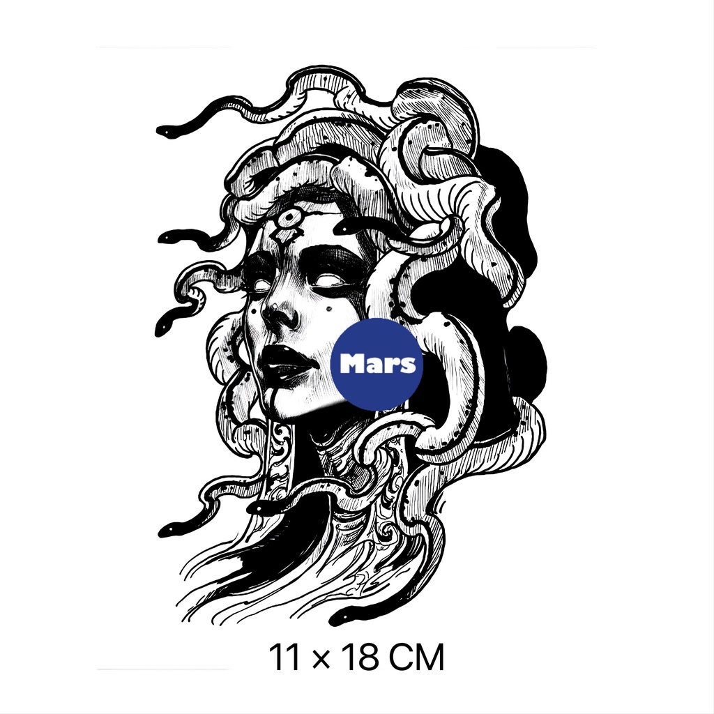 Hình Xăm Dán Tạm Thời Lâu Trôi 2 Tuần Hình Xăm Tạm Thời Medusa Snake D122