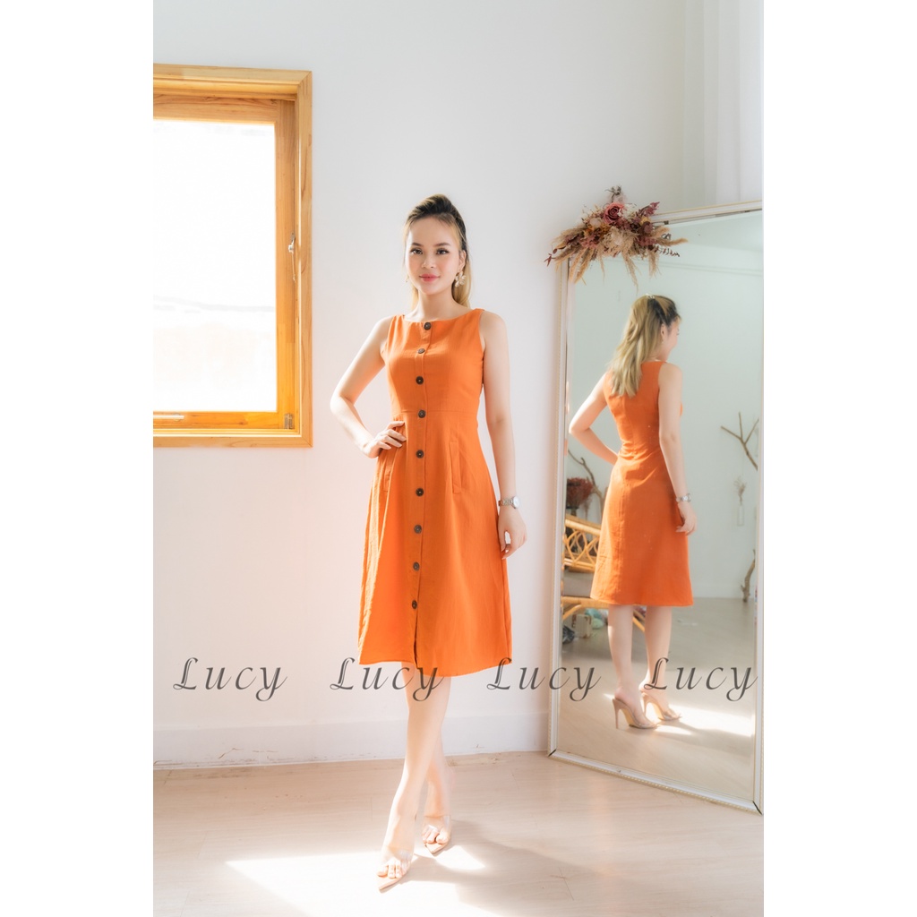 Đầm nữ thiết kế dáng xoè vintage Váy Lucy sát nách cổ thuyền 1962