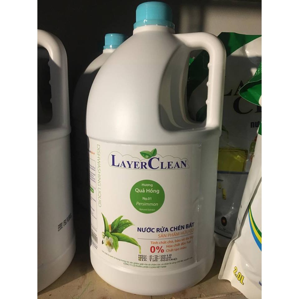 Nước rửa bát hữu cơ Layer Clean hương quả hồng 5L