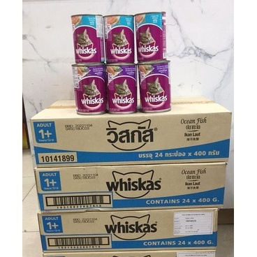 THÙNG 24 LON WHISKAS 400G - PATE CÁ CHO MÈO TRƯỞNG THÀNH, GIÚP TĂNG CÂN, KÍCH THÍCH SỰ THÈM ĂN CHO MÈO