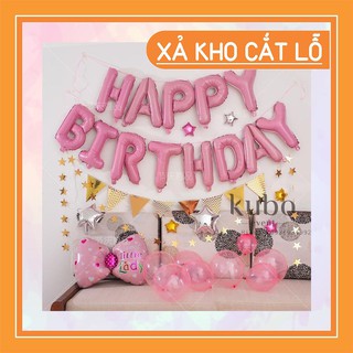Set bóng bay trang trí sinh nhật [độc quyền-chuẩn ảnh-tặng kèm bơm tay và băng dính] MS00 chủ đạo màu hồng