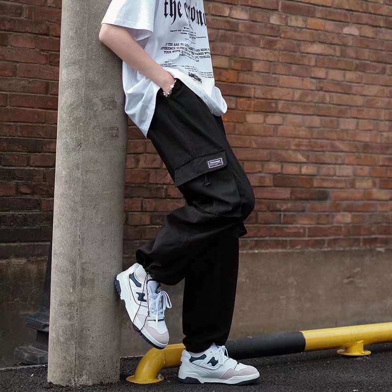 [M-3XL] Quần Ống Rộng Nhiều Túi Phong Cách Hip Hop Đường Phố Hàn Quốc Cho Nam