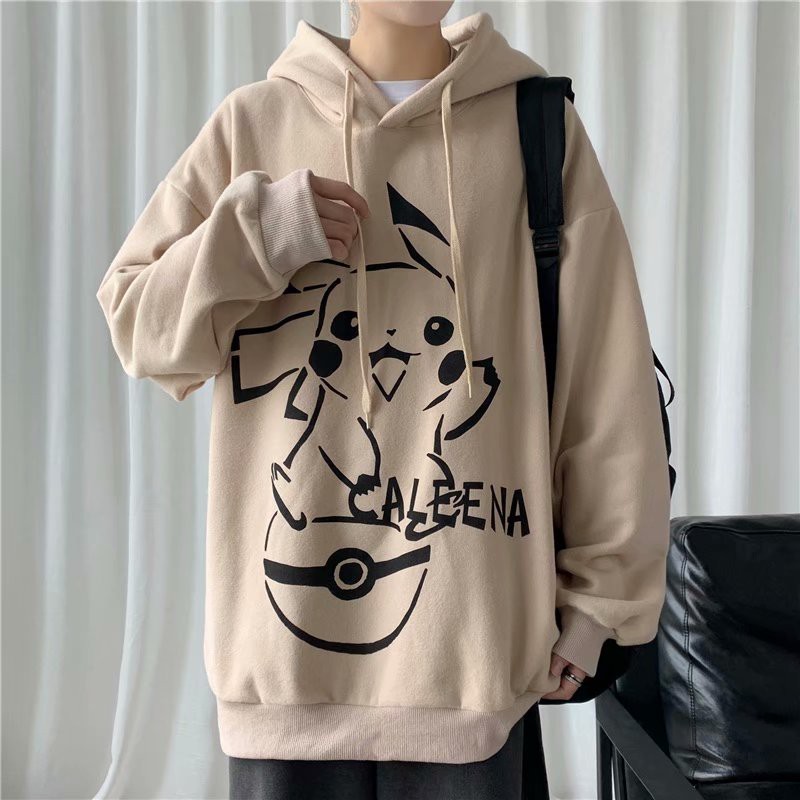 Men's Korean Warm Sweater Pokémon Cartoon Pikachu Print Fashion Hoodie Couple Hooded Sweater | BigBuy360 - bigbuy360.vn
