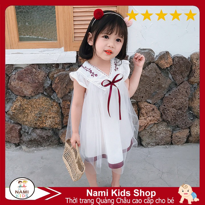 [120:H18] Váy công chúa thêu hoa đáng yêu cho bé hàng Quảng Châu cao cấp