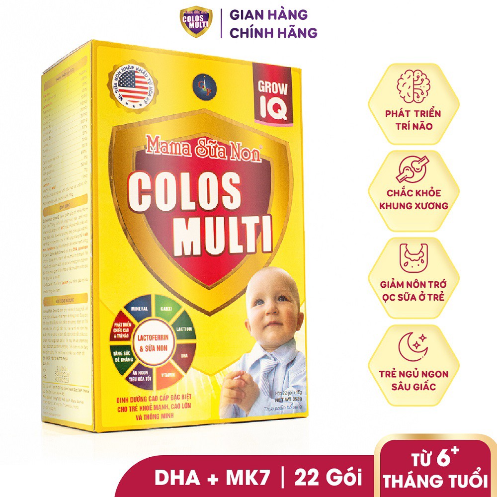 Sữa bột phát triển chiều cao và trí thông minh Mama Sữa Non Colos Multi Grow IQ hộp 22 gói x 16g