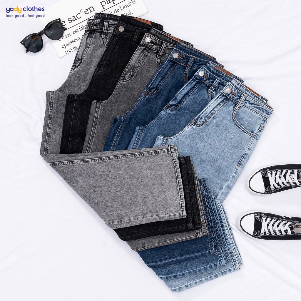 Quần jeans YODY ống rộng dáng xòe chất Denim 100% cotton form đẹp QJN4022