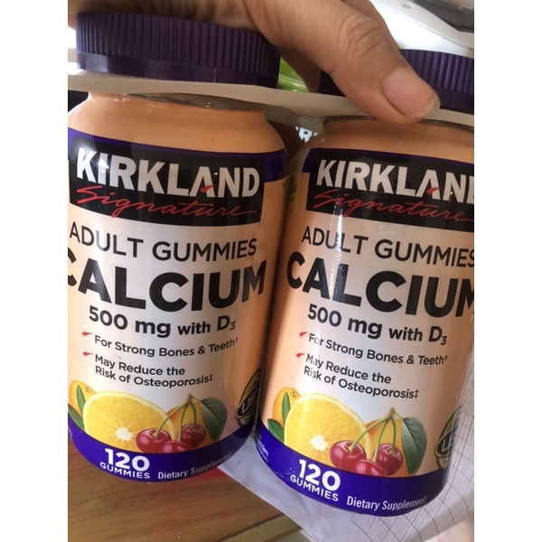 Hàng Mỹ (đủ Bill ) Kẹo dẻo Canxi Kirkland Signature Adult Gummies Calcium 500mg D3 – 120 viên
