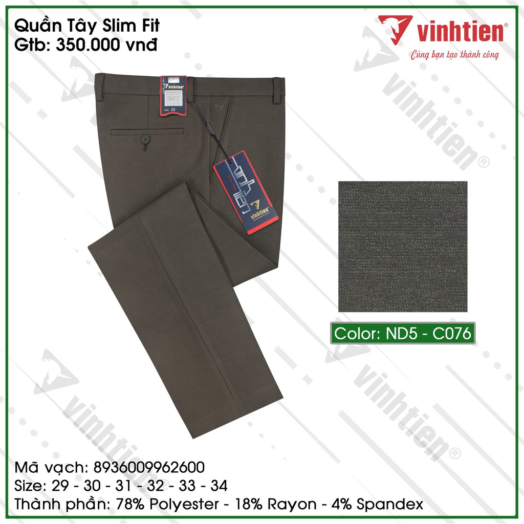 Quần tây 0ly trơn slimfit 350 Vĩnh Tiến | BigBuy360 - bigbuy360.vn