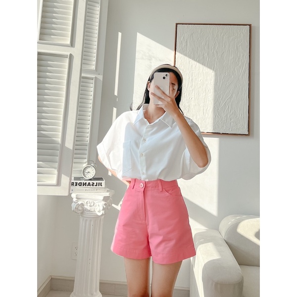 Áo sơ mi basic cánh dơi 1 túi chất vải đẹp MIEU - JA12