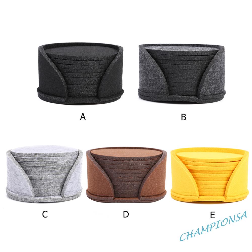 Set 10 Tấm Lót Ly Tròn Bằng Vải Nỉ Cách Nhiệt