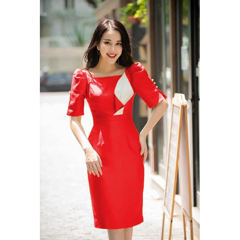 đầm body phối hoa