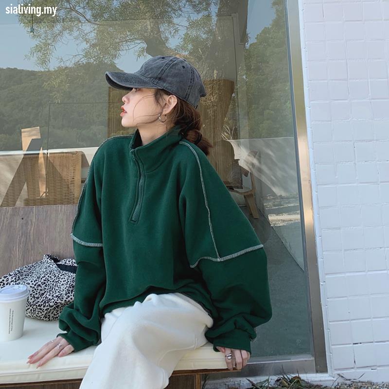 Áo sweater Cổ Đứng Không Tay Có Khóa Kéo Phong Cách retro Mỹ Cho Nữ