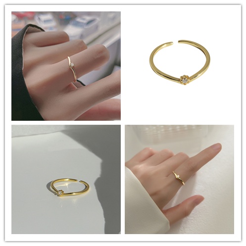 Nhẫn Hình Chữ V Đính Đá Pha Lê Đơn Giản Thời Trang Cho Nữ