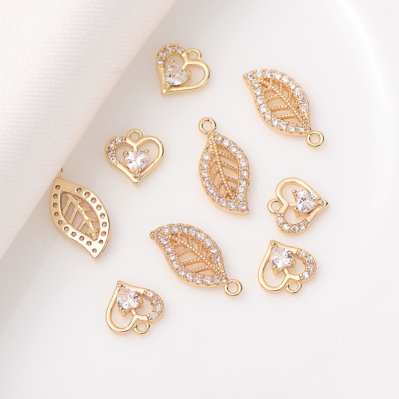 Mặt Trang Sức Bằng Đồng 14K Hình Chiếc Lá Mini Tự Làm Mặt Dây Chuyền/ Khuyên Tai/ Mặt Dây Chuyền