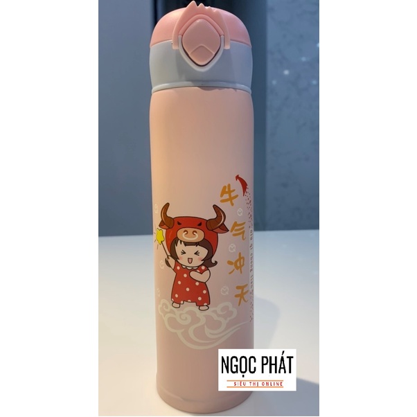 BÌNH GIỮ NHIỆT INOX 304 500ML HỌA TIẾT DỄ THƯƠNG