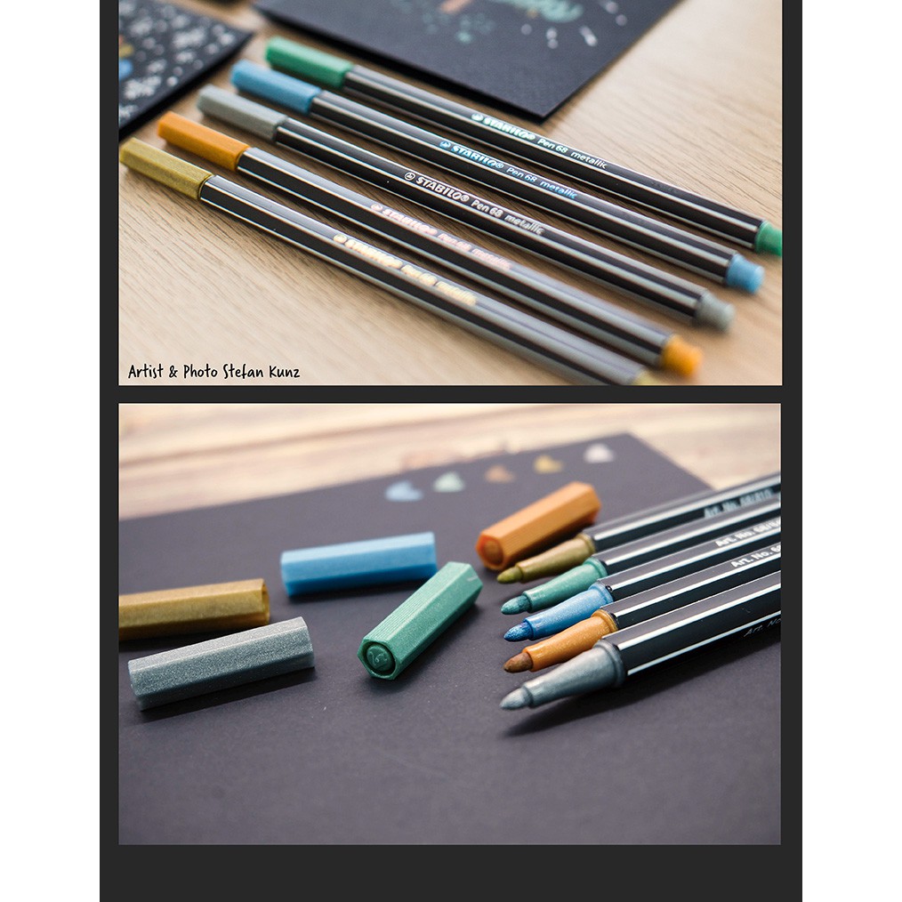 Bộ 10 cây bút lông màu nhũ STABILO Pen68 metallic 1.4mm (PNM68/10)
