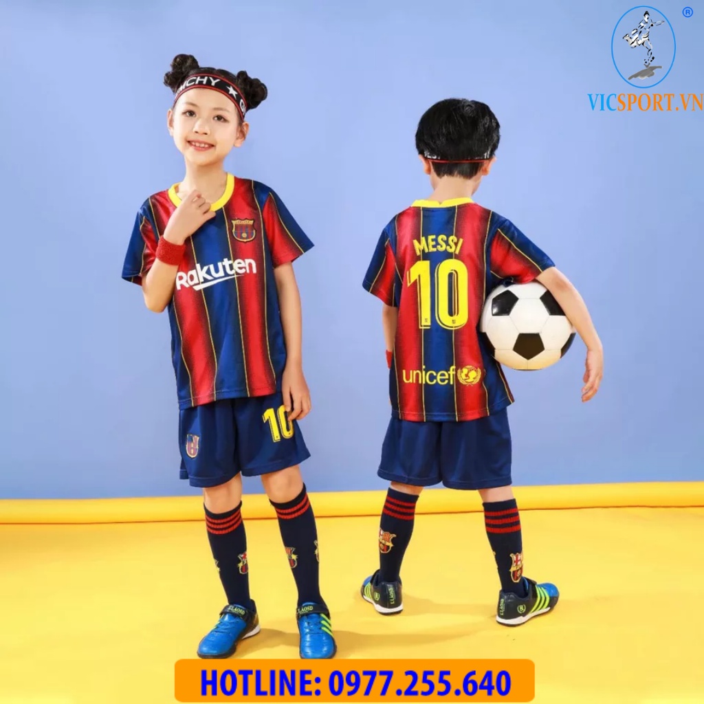 Áo Bóng Đá, Áo Đá Banh Trẻ Em CLB BARCELONA 2023 - 2024  Vải Thun Lạnh Thoáng Mát Cho Bé - Vicsport
