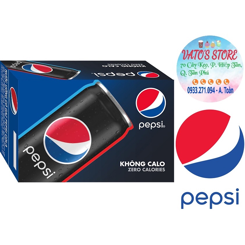 Thùng 24 lon Nước ngọt PEPSI không calo lon 320ml / Lốc 6 lon Nước ngọt có gas PEPSI không calo 320ml