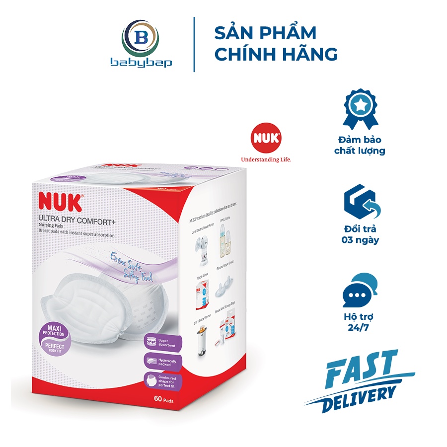 Lót Thấm Sữa NUK Hộp 60c Cotton Thấm Hút Nhanh Chóng