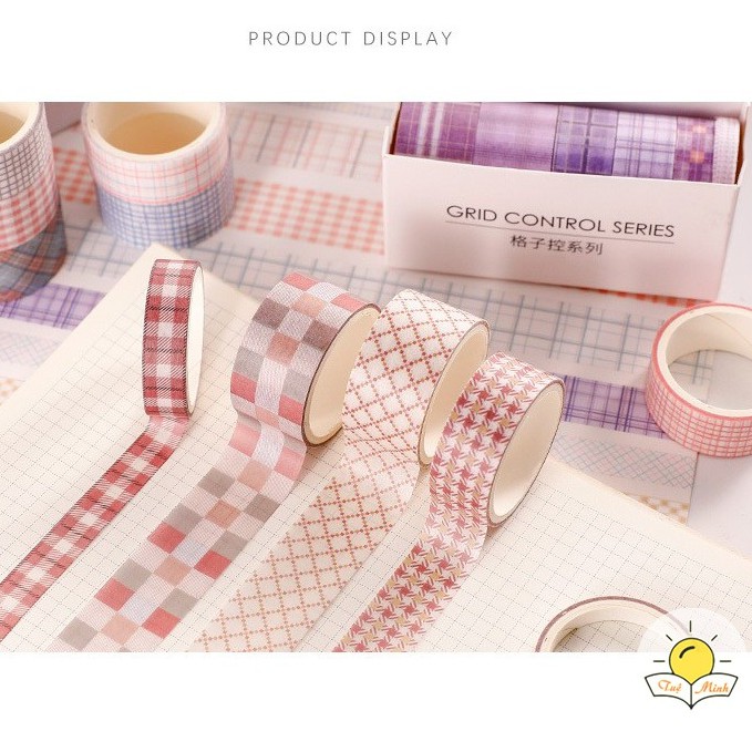 Bộ 6 washi tape nhiều cỡ, tập băng dính washi trang trí sổ tay, take note WA05