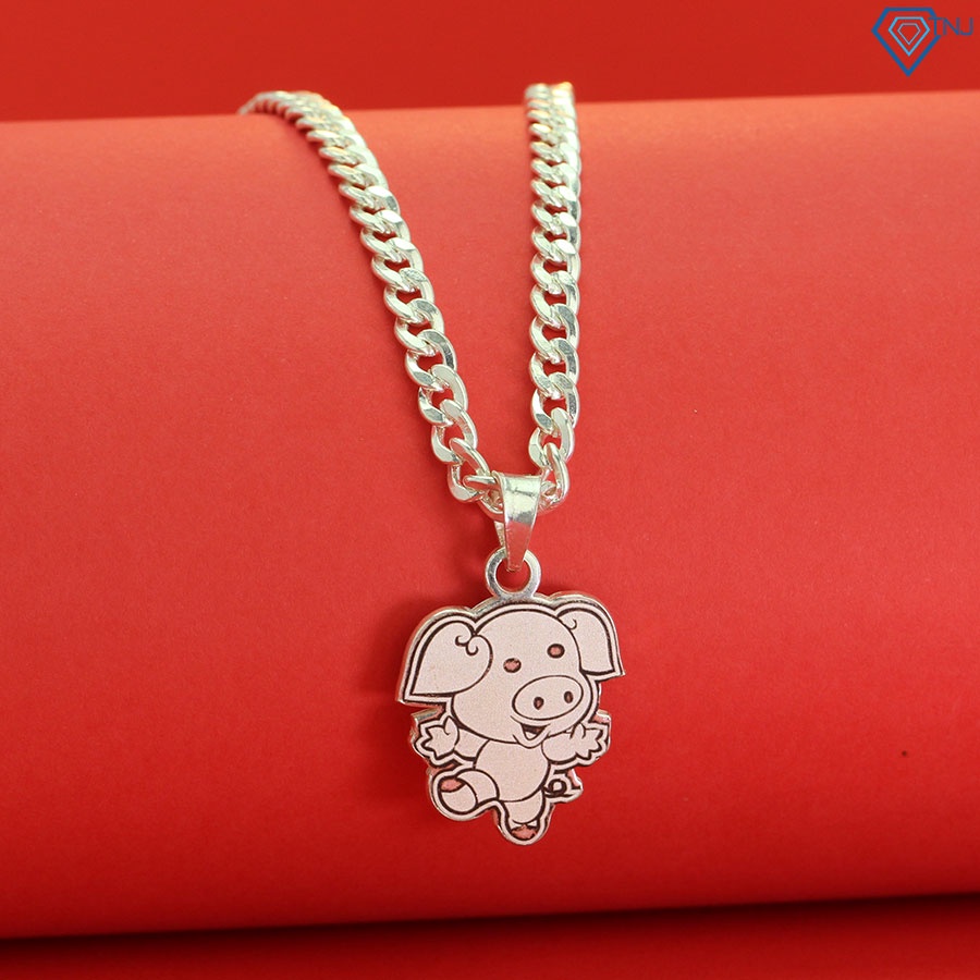 Dây chuyền bạc cho bé tuổi hợi hình con lợn khắc tên DCT0057 Trang Sức TNJ