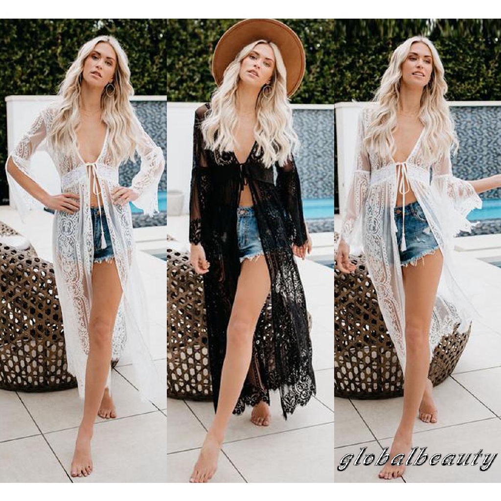 Đầm dệt kim phối ren đi biển thời trang
