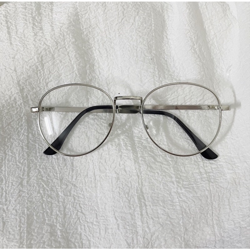 Gọng không độ, kính mắt tròn vintage ngố  kim loại nam nữ Jolie eyewear, nhận cắt tròng cận