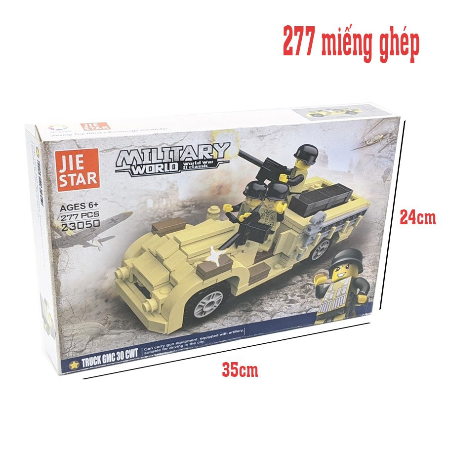 Bộ LEGO lắp ráp xe quân sự 277 miếng - Lego lắp ráp chiến tranh thế giới thứ 2