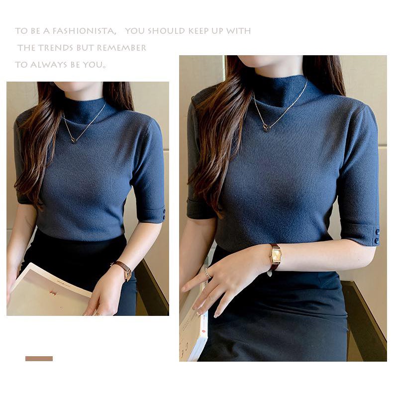 Áo Len Tay Cúc Nữ Lửng Giữ Nhiệt Basic 6 Màu Chất Liệu Co Giãn Mềm Mịn Cao Cấp | BigBuy360 - bigbuy360.vn