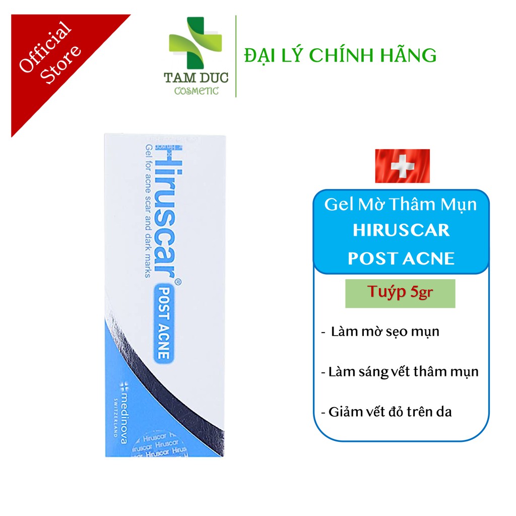 HIRUSCAR POST ACNE [Tuýp 5g] - Gel làm mờ sẹo mụn và thâm mụn [hirusca / híuca / hirucar]