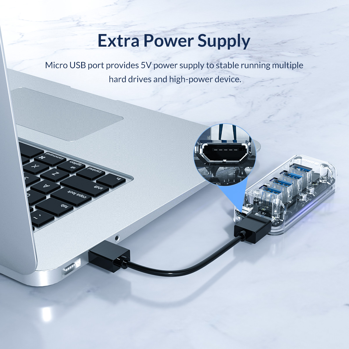 Thiết Bị Hub ORICO F7U/F4U 4-7 Cổng USB 3.0 Trong Suốt