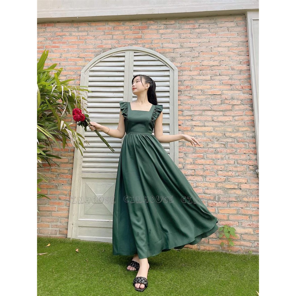 Đầm Maxi Nino 1303 cổ vuông bèo sang trọng CIN HOUSE