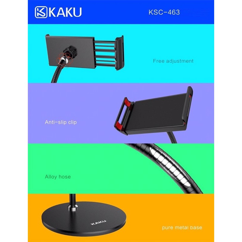 CHÍNH HÃNG Giá đỡ KẸP điện thoại MÁY TÍNH BẢNG IPAD để TRÊN bàn KAKU KS - 463 HỌC ONLINE LIVESTREAM CHƠI GAME