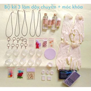 Bộ kit làm dây chuyền + móc khoá từ Resin kết hợp với hoa, ốc, sao biển…