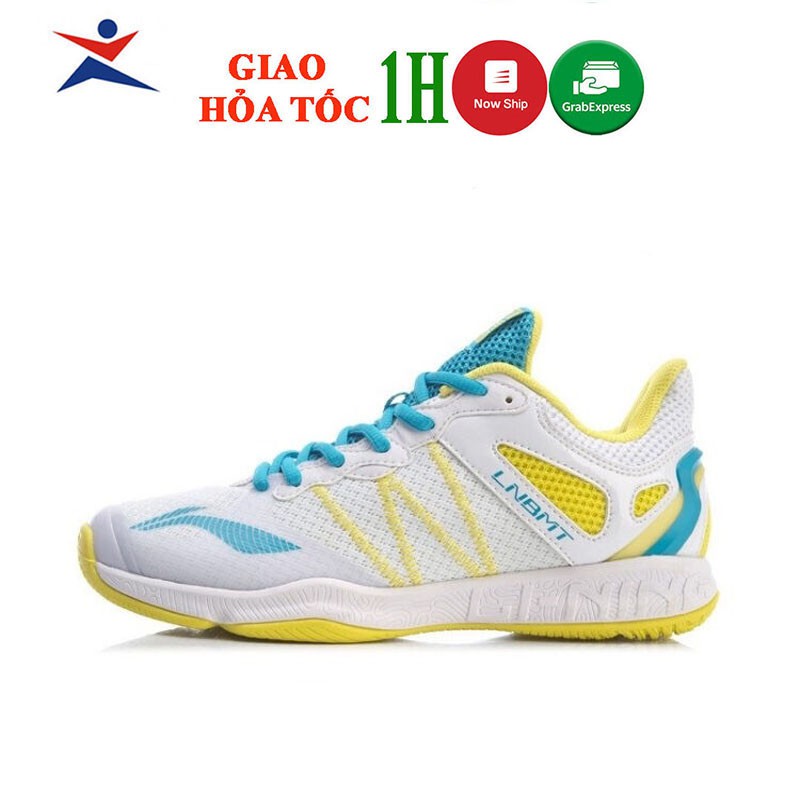 Giày cầu lông Lining AYTS046-1 màu trắng viền vàng hỗ trợ vận động tốt