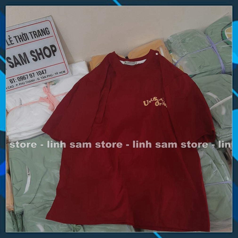 Áo thun tay lỡ freesize phông form rộng Unisex, mặc lớp, nhóm, cặp in chữ màu đỏ đô | BigBuy360 - bigbuy360.vn