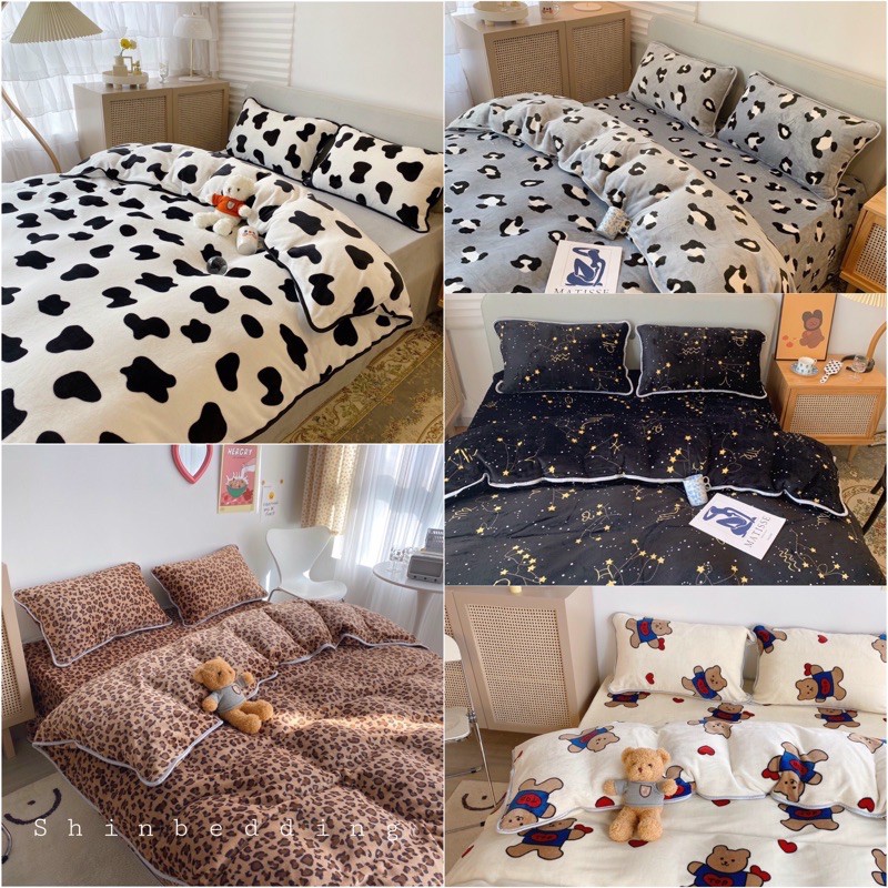 Set chăn Ga Nỉ Mịn 5D Mềm Mại Cực Nịnh Da 5 Mẫu Cực Chất (Shinbedding.shop)