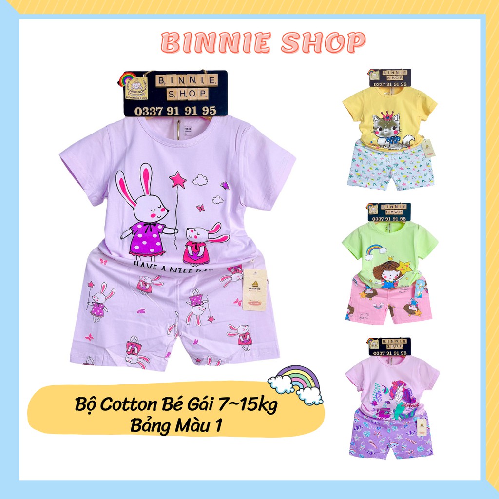 Đồ bộ bé gái quảng châu xuất hàn Quần áo trẻ em BINNIE SHOP chất thun cotton cho bé gái từ 7-15kg (0-3 tuổi) BGN1