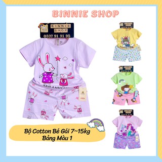Đồ bộ bé gái quảng châu xuất hàn Quần áo trẻ em BINNIE SHOP chất thun cotton cho bé gái từ 7-15kg (0-3 tuổi) BGN1