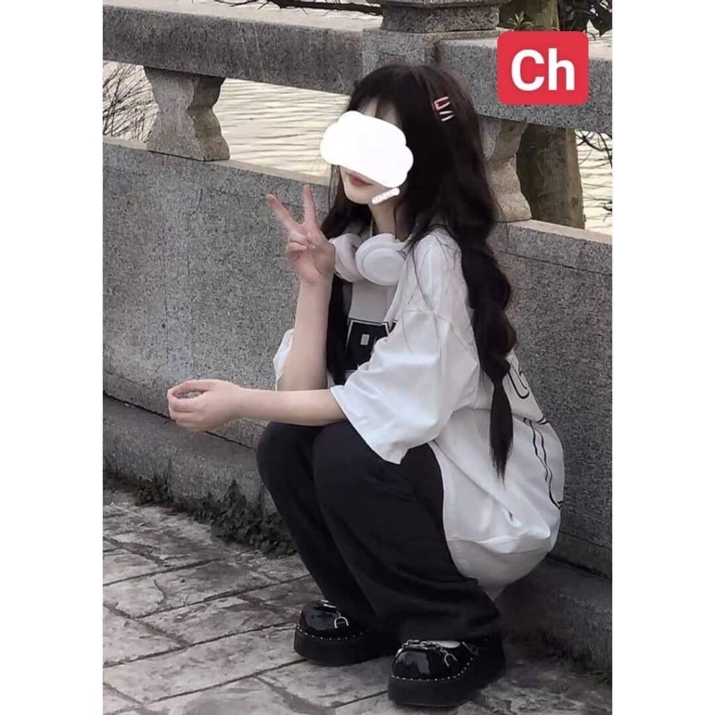 Sét áo mảnh ghép +quần kaki đen CH11