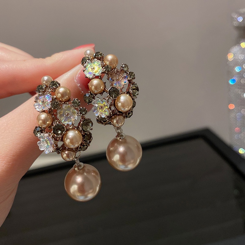 Bông Tai Mạ Bạc 925 Đính Đá Và Ngọc Trai Nhân Tạo Phong Cách Độc Đáo 2022