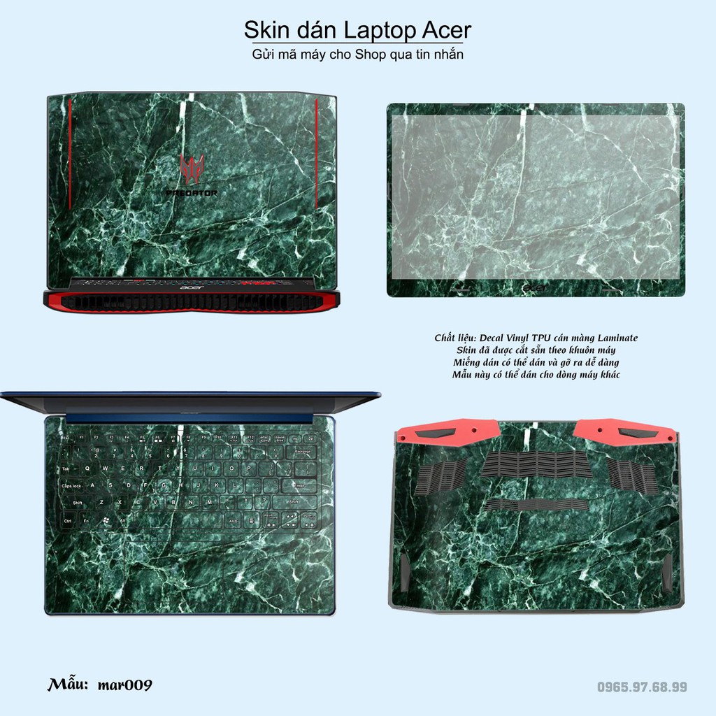 Skin dán Laptop Acer in hình vân Marble nhiều mẫu 2 (inbox mã máy cho Shop)