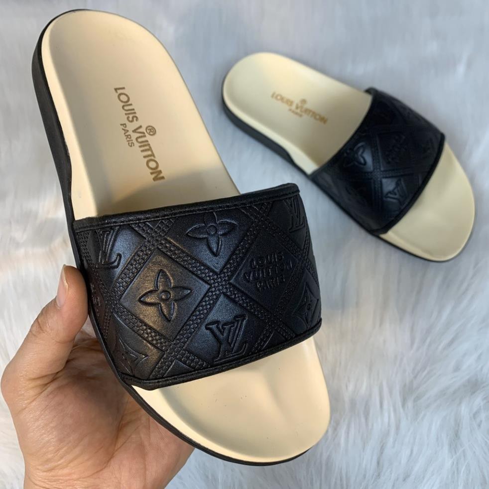 Dép nam quai ngang [Da thật- bh 1 năm] thời trang cao cấp mẫu mới 2021+box hộp